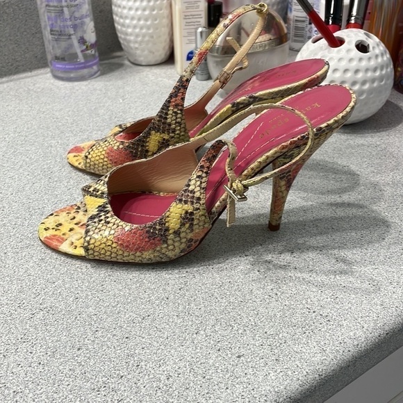 Kate Spade New York Womens Snakeskin Open Toe Stiletto Slingback Heels Sz 8 B - Picture 3 of 12